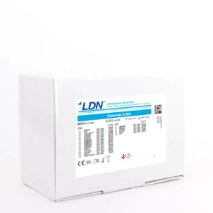 ELISA diagnostic box labeled “Glutamate ELISA” for testing glutamate levels in biological materials.