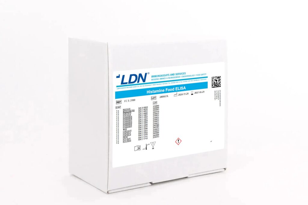 LDN Histamine Food ELISA, validated kit for sensitive and accurate histamine quantification in food testing.